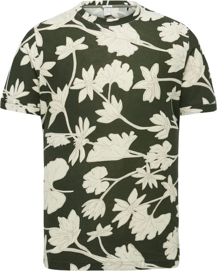 Cast Iron - T-Shirt Bloemen Donkergroen - Heren - Maat M - Regular-fit