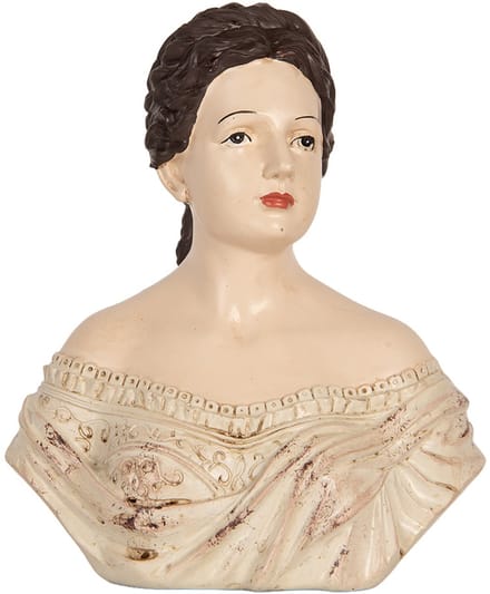 Clayre & Eef Decoratie Beeld Vrouw 18x11x21 cm Beige Kunststof