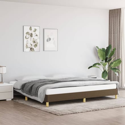 vidaXL - Bedframe - zonder - matras - stof - donkerbruin - 200x200 - cm