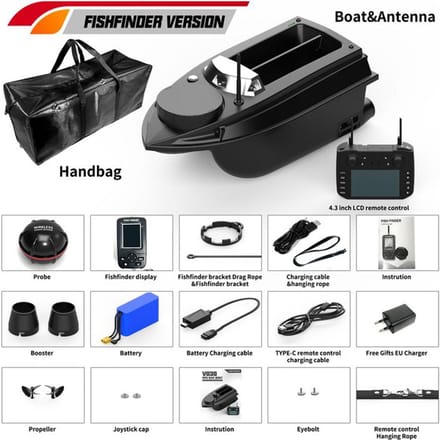 800m GPS-visboot 9 visgronden 180 punten aasboot 6,6 lbs laadondersteuning Automatisch Fishfinder Version zwart