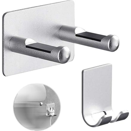 Support mural pour sèche-cheveux en alliage d'aluminium avec prise pour salle de bain argenté