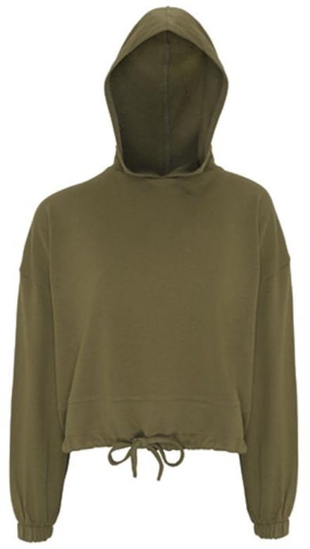 TriDri - Cropped Oversized Dames Hoodie - Olive maat XXS