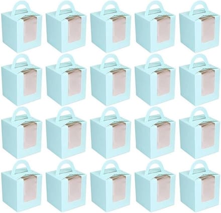 Geschenkdozen - Mini bakdozen - Cadeaus verpakken - Met venster - 20 stuks - Blauw