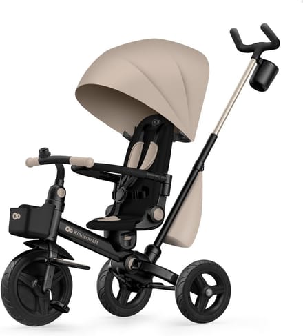 Kinderdriewieler - Loopfiets met duwstang - Buiten spelen - Groeit mee met kind - Tot 25 kg - Beige