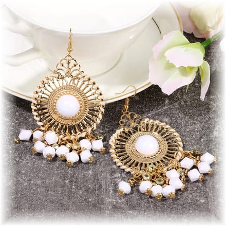 Fako Bijoux® - Oorbellen - Bohemian - Boho Delight - Wit - Goudkleurig