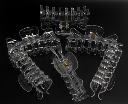 6 haarklemmen strik-vorm 9,5 cm transparant