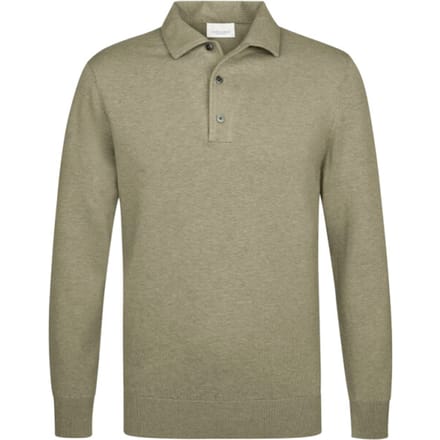 Profuomo Longsleeve Poloshirt Luxury Basic Groen - Maat XXL - Heren - Pullover