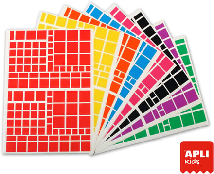APLI kinder-stickers 'vierkant', op vellen, grootverpakking