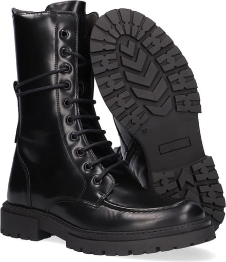 Wysh Dixie Veterboots - Laarzen Met Veters - Meisjes - Zwart - Maat 33