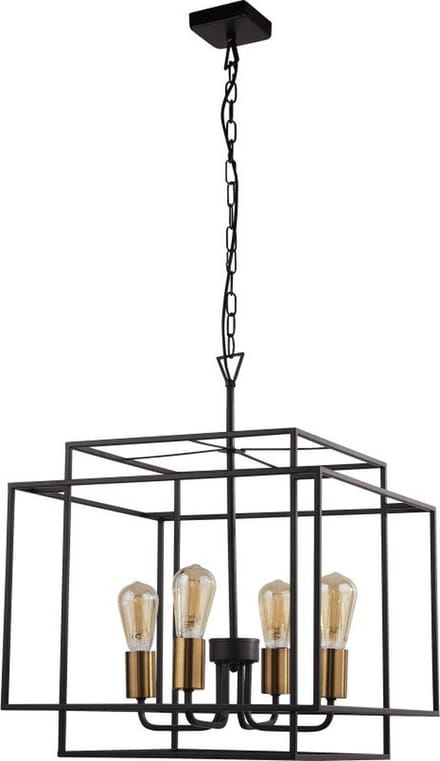 Searchlight CRATE Hanglamp 4 Lichts Zwart Brons