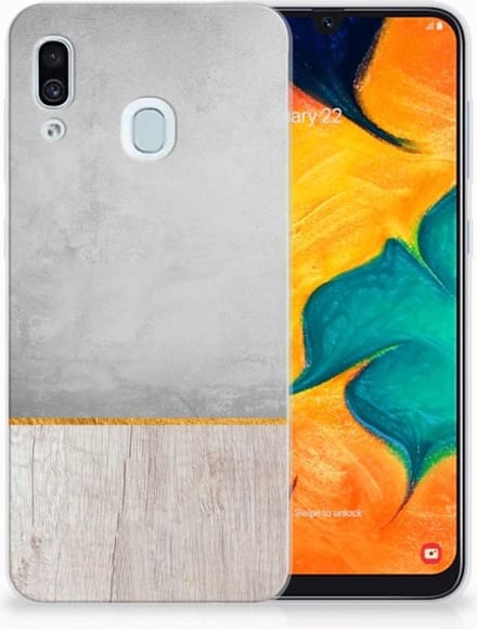 Samsung Galaxy A30 Bumper Hoesje Wood Concrete