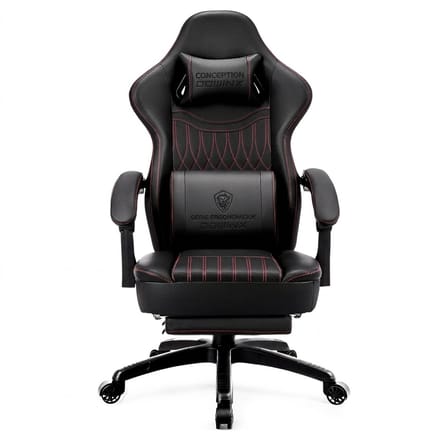Dowinx - Ergonomisch - Gamingstoel/Bureaustoel - PU leer, voetsteun, massage, zitkussen - Zwart
