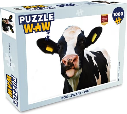 Puzzel Koe - Zwart - Wit - Legpuzzel - Puzzel 1000 stukjes volwassenen