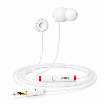 Grixx oordopjes met draad - 3.5mm jack - microfoon - handsfree bellen - wit