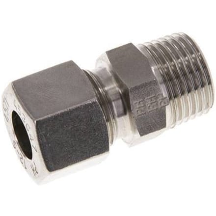 12L & R1/2'' RVS Rechte Snijringkoppeling Buitendraad 630bar ISO 8434-1