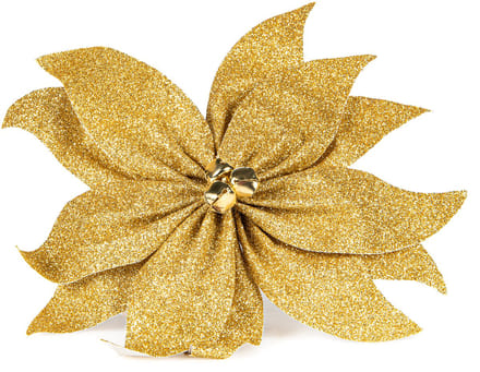 HOBI - Kerstster-Strik met Goud Glitters en Belletjes 20 cm voor op Tafel