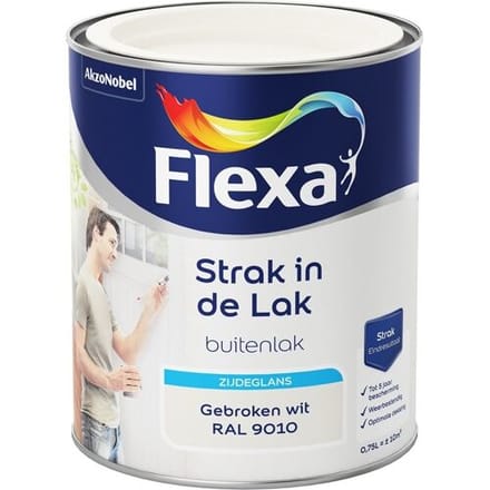 Flexa - Strak In De Lak Buitenlak Zijdeglans - Gebroken Wit / Ral 9010 - 750 Ml