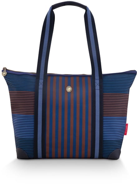 Pip Studio - Tilda Tote Bag met rits - Schoudertas - Blauw - Gestreept - 47x17x37cm