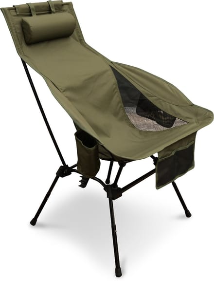 OFFLANDER Serie - Opvouwbare Campingstoel - Oliijfkleur - Ergonomisch - Verstelbare Hoogte