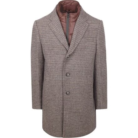 Suitable Coat Wol Pepita Beige Camel - Maat 46 - Heren - Mantels & coats