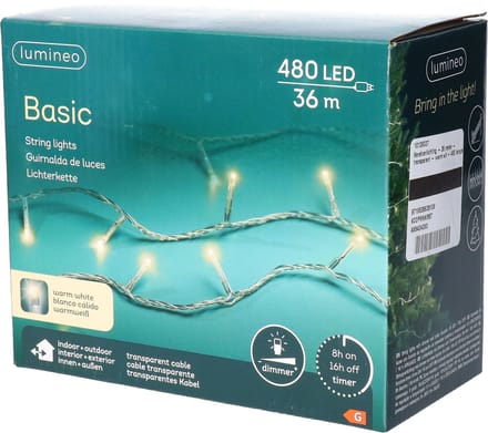 Kerstverlichting - 36 meter - transparant - warm wit - 480 lampjes - buiten - Boomverlichting