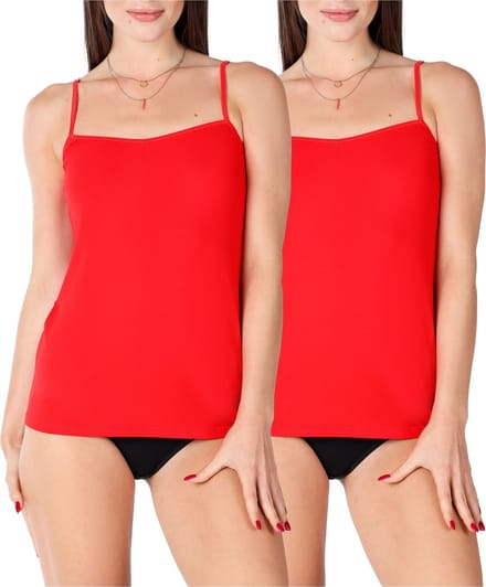Bellivalini Dames Onderhemd - V-hals - Viscose - BLV-BLV50-218-UW - 2Pack-Rood - S