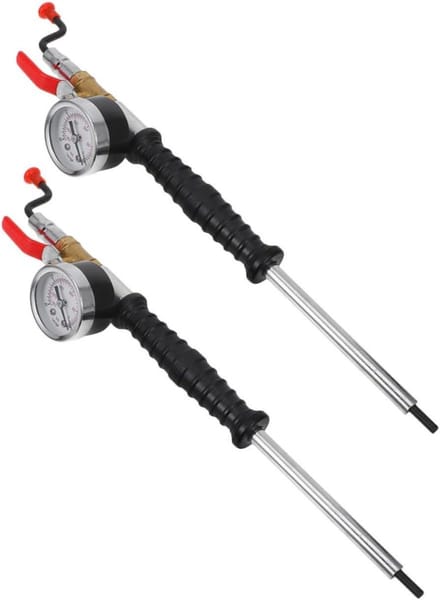 Bandenpomp met Drukmeter - Bandenpomp Auto - Banden Onderhoud - Ijzeren Constructie - 2 Stuks - Multi