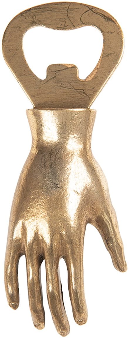 Clayre & Eef Flesopener Hand 11x2x4 cm Goudkleurig Metaal