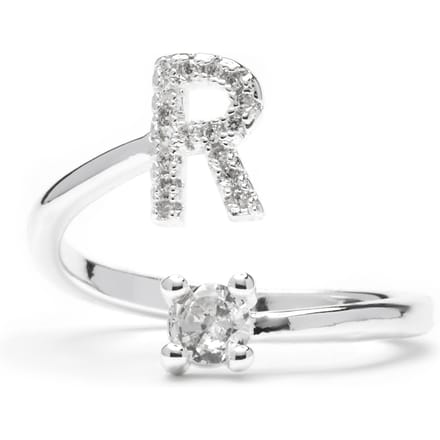 Luxenter Ring met glanzende zirkonia, zilveren afwerking - Alphabet