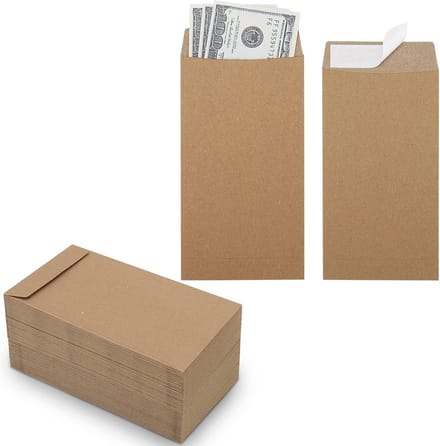 100 Zelfklevende Geldenveloppen Budgettering Kraftpapier 16,7 x 9,5 cm