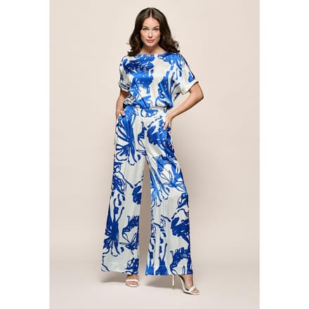 Benfield Print Broek Kobalt / Off White