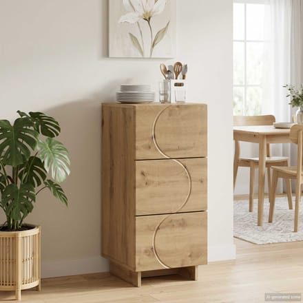 vidaXL - Dressoir - Artisanaal - eiken - 33.5 - x - 34.5 - x - 75 - cm - Bewerkt - hout