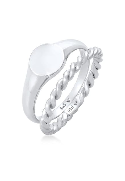 Elli - Ring - Dames zegelring ring Duo Basic Trend in 925 sterling zilver - Dames
