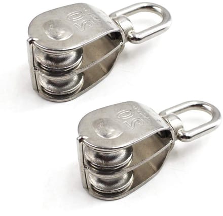 Dubbele Katrol met Rollager van 304 RVS - Set van 2 - Maximaal Draagvermogen 75 kg, Ideaal voor Tuin en Klussen