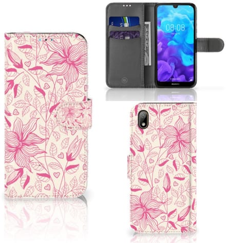 Huawei Y5 (2019) Hoesje Pink Flowers