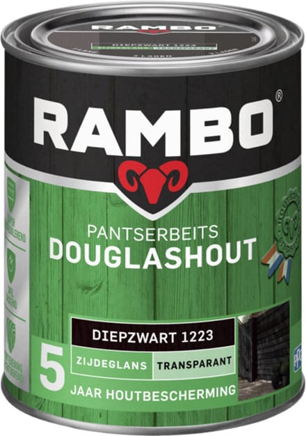 Rambo Pantserbeits Douglashout - Zijdeglans - Transparant - Diepzwart - 750ml