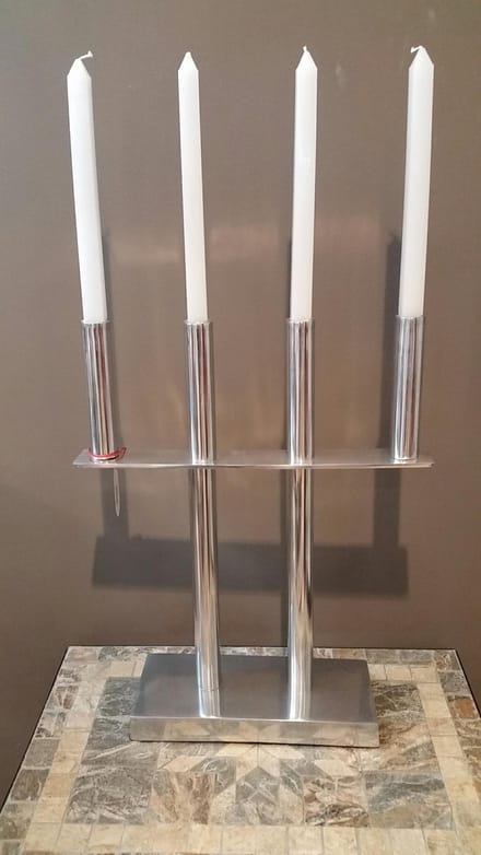Kandelaar - Aluminium - 77cm - incl. kaars