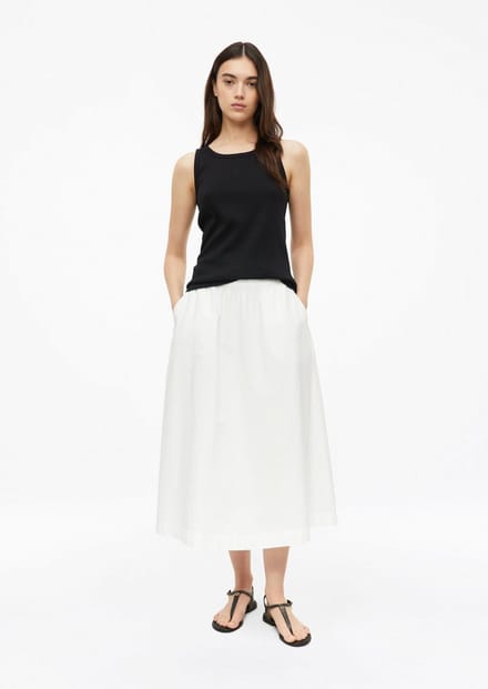 Midirok in popeline met trapeze-snede met elastische taille voor dames s.Oliver