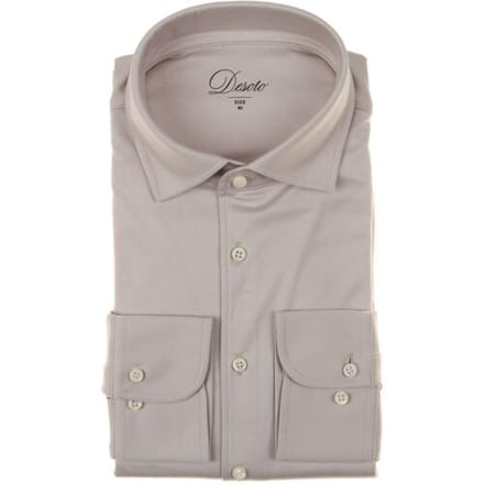 Desoto Luxury Overhemd Uni Solid Color Two-Ply Cotton Luxury Collar Light Taupe / male