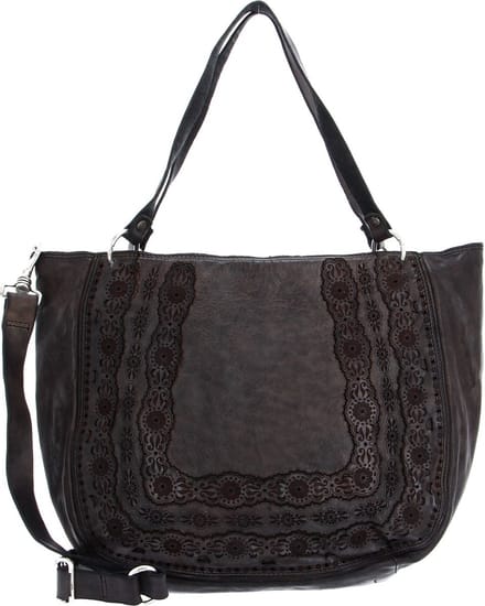 CAMPOMAGGI Leren Schoudertas Shoulder Bag Grigio Antraciet