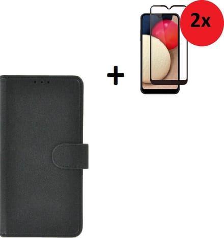 Samsung Galaxy A42 Hoesje - Bookcase - Samsung Galaxy A42 Screenprotector - Samsung A42 Hoes Wallet Book Case Zwart + Full Screenprotector 2x