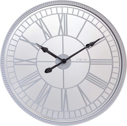 NeXtime Big City – Landelijke Wandklok – 43 cm – Spiegel – Wit – Stil