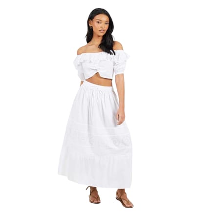 Brave Soul Dames/Dames Bardot Gewaad Top (Wit)