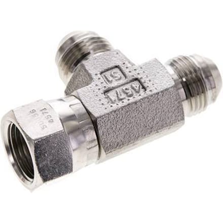 JIC T-koppeling UNF 3/4''-16 binnendraad x buitendraad RVS 350 bar (4917.5psi)