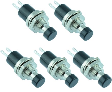Drukknopschakelaar - Momentary schakelaar - Elektronica projecten - SPST normaal open - 7mm inbouw - Zwart