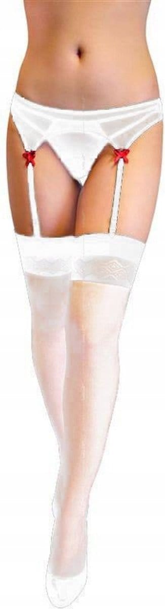 Softline setje: jarretelgordel met kousen- wit XL