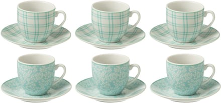 J-Line kop + schoteltje - keramiek - blauw - doos van 6