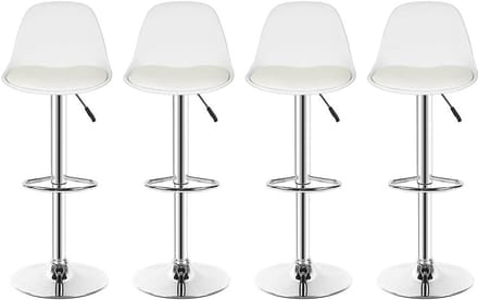 Barkrukken Set - Krukken Hoog - Bar Keuken - In hoogte verstelbaar - 83-103 cm - Wit
