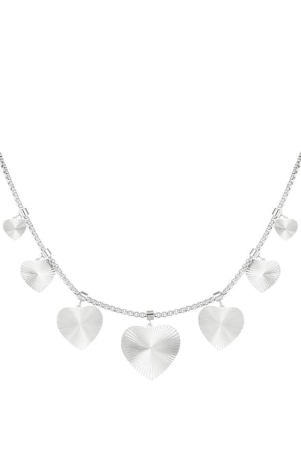 Bijoutheek Collier Hartjes Structuur Zilver