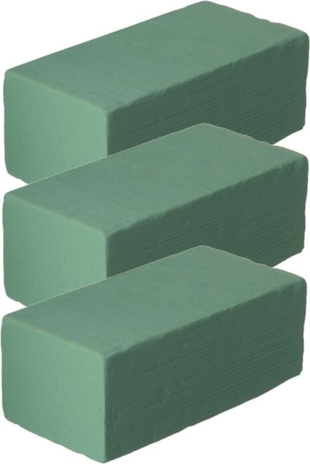 Glorex Hobby Steekschuim/oase voor plantenbak - 3x - groen - nat - 23 x 7,5 x 11 cm